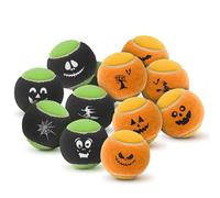 SPORTSPET Spooky SQUEAK! Tennis Balls for Dogs | 12 Pack with Mesh Bag | Squeaky Dog Balls | Non-Abrasive, Pressureless Dog-Safe Balls | 64mm | Halloween Toys