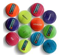 SPORTSPET Tennis Balls for Dogs Made from Natural Rubber - Durable, Non-Abrasive, Pressureless Dog Tennis Balls, Safe for Teeth & Gums - Pack of 12 Multicolor, Medium Size 64mm