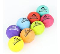 SPORTSPET Tough Bounce DIMPLE Dog Balls | 8 Pack with Mesh Bag | Tennis Ball Sized 65mm | Extra Strong Rubber Dog Balls | Dimple Design