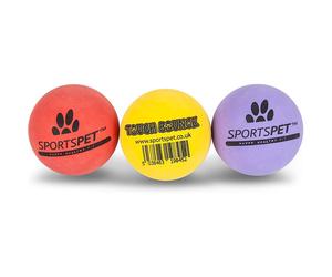 SPORTSPET Tough Bounce - Highly Durable - Premium Non Toxic Rubber Dog Ball - 3pk