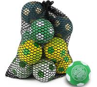 SPORTSPET x Celtic High Bounce Dog Balls | 12 Pack with Mesh Bag | Premium Rubber Dog Balls for Fetch & Play | Non-Toxic, Floats in Water, Official Club Colours | 60mm for Small & Medium Dogs