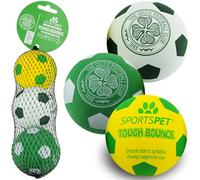 SPORTSPET x Celtic Tough Bounce Dog Balls | 3 Pack | Durable Rubber Balls for Strong & Active Dogs | Non-Toxic, Floats in Water | Official Club Colours | 65mm