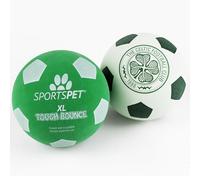 SPORTSPET x Celtic XL Tough Bounce Dog Balls | 2 Pack | Extra-Large Rubber Balls for Big Dogs | Non-Toxic, Durable, Floats in Water | Official Club Colours | 90mm for Large & Powerful Breeds