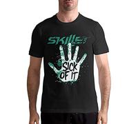 Sportswear Men's Short-Sleeved Shirt Skillet Band Shirt Men's Fashion T-Shirt Cotton Tee Shirts Short Sleeve Black XL