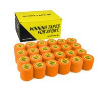 SPORTTAPE 24 Rolls Football Sock Tape, 5cm x 4.5m, Orange - Self-Adhesive Cohesive Bandage, Compression Wrap & Sports Stretch Tape for Ankles, Joints, Socks, Vet and Pet Wrap for Dogs and Horses