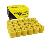 SPORTTAPE 24 Rolls Football Sock Tape, 5cm x 4.5m, Yellow - Self-Adhesive Cohesive Bandage, Compression Wrap & Sports Stretch Tape for Ankles, Joints, Socks, Vet and Pet Wrap for Dogs and Horses