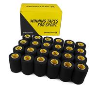 SPORTTAPE 24 Rolls Self-Adhesive Cohesive Bandage 7.5cm x 4.5m, Black - Compression Wrap & Vet Wrap for Dogs, Horses, Sports Stretch Tape for Football, Ankles, Joints, Wrists and Sock Tape