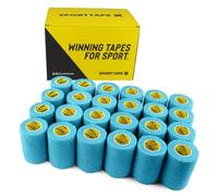 SPORTTAPE 24 Rolls Self-Adhesive Cohesive Bandage 7.5cm x 4.5m, Sky Blue - Compression Wrap & Vet Wrap for Dogs, Horses, Sports Stretch Tape for Football, Ankles, Joints, Wrists and Sock Tape