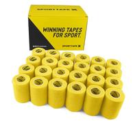 SPORTTAPE 24 Rolls Self-Adhesive Cohesive Bandage 7.5cm x 4.5m, Yellow - Compression Wrap & Vet Wrap for Dogs, Horses, Sports Stretch Tape for Football, Ankles, Joints, Wrists and Sock Tape