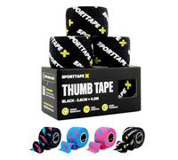 SPORTTAPE 3 Rolls Weightlifting Thumb Tape - Black | Weightlifting Tape for Hook Grip, Olympic Lifting & Powerlifting with Sweatproof Adhesive | Easy Tear and Increases Bar Grip - 3.8cm x 4.5m