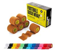 SPORTTAPE 6 Rolls Football Sock Tape, 5cm x 4.5m, Burnt Orange - Self-Adhesive Cohesive Bandage, Compression Wrap & Sports Stretch Tape for Ankles, Joints, Socks, Vet, Pet Wrap for Dogs and Horses