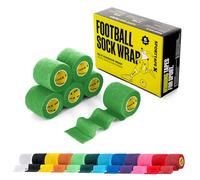 SPORTTAPE 6 Rolls Football Sock Tape, 5cm x 4.5m, Green - Self-Adhesive Cohesive Bandage, Compression Wrap & Sports Stretch Tape for Ankles, Joints, Socks, Vet, Pet Wrap for Dogs and Horses