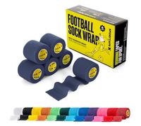 SPORTTAPE 6 Rolls Football Sock Tape, 5cm x 4.5m, Navy Blue - Self-Adhesive Cohesive Bandage, Compression Wrap & Sports Stretch Tape for Ankles, Joints, Socks, Vet, Pet Wrap for Dogs and Horses
