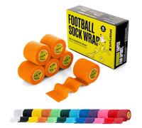 SPORTTAPE 6 Rolls Football Sock Tape, 5cm x 4.5m, Orange - Self-Adhesive | Self-Adhesive Cohesive Bandage, Compression Wrap & Sports Stretch Tape for Ankles, Socks, Vet, Pet Wrap for Dogs, Horses