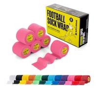 SPORTTAPE 6 Rolls Football Sock Tape, 5cm x 4.5m, Pink - Self-Adhesive Cohesive Bandage, Compression Wrap & Sports Stretch Tape for Ankles, Joints, Socks, Vet, Pet Wrap for Dogs and Horses