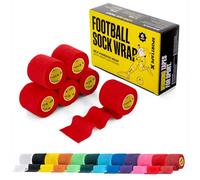 SPORTTAPE 6 Rolls Football Sock Tape, 5cm x 4.5m, Red - Self-Adhesive Cohesive Bandage, Compression Wrap & Sports Stretch Tape for Ankles, Joints, Socks, Vet, Pet Wrap for Dogs and Horses