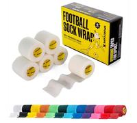 SPORTTAPE 6 Rolls Football Sock Tape, 5cm x 4.5m, White - Self-Adhesive Cohesive Bandage, Compression Wrap & Sports Stretch Tape for Ankles, Joints, Socks, Vet, Pet Wrap for Dogs and Horses