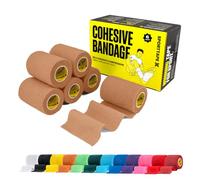 SPORTTAPE 6 Rolls Self-Adhesive Cohesive Bandage, 7.5cm x 4.5m, Beige - Compression & Vet Wrap for Dogs, Horses, Sports Stretch Tape for Football, Ankles, Joints, Fingers, Wrists & Sock Tape