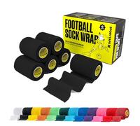 SPORTTAPE 6 Rolls Self-Adhesive Cohesive Bandage, 7.5cm x 4.5m, Black - Compression Tape & Vet Wrap for Dogs, Horses, Sports Stretch Tape for Football, Ankles, Joints, Fingers, Wrists & Sock Tape