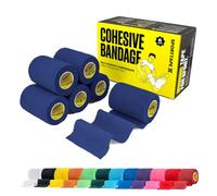 SPORTTAPE 6 Rolls Self-Adhesive Cohesive Bandage, 7.5cm x 4.5m, Navy Blue - Compression & Vet Wrap for Dogs, Horses, Sports Stretch Tape for Football, Ankles, Joints, Fingers, Wrists & Sock Tape