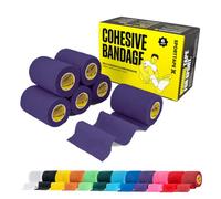 SPORTTAPE 6 Rolls Self-Adhesive Cohesive Bandage, 7.5cm x 4.5m, Purple - Compression & Vet Wrap for Dogs, Horses, Sports Stretch Tape for Football, Ankles, Joints, Fingers, Wrists & Sock Tape
