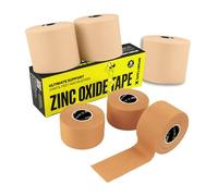 SPORTTAPE Ankle Strapping Bundle - 3 Rolls 3.8cm Zinc Oxide Tan Tape + 3 Rolls Beige Underwrap | Skin Protection & Strong Support for Ankles, Joints, Sports Taping & Injury Prevention