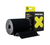 SPORTTAPE Extra Wide Kinesiology Tape 10cm x 5m - Black | Extra Sticky, Waterproof, Hypoallergenic | Wide Sports Tape, Physio Tape for Muscle Injury & Lower Back | Uncut - Single Roll