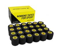 SPORTTAPE Football Sock Tape - 24 Rolls, 5cm x 4.5m, Black - Self-Adhesive