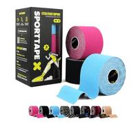 SPORTTAPE Kinesiology Tape, 5cm x 5m, 3 Rolls, Mixed - Waterproof & Hypoallergenic Kinetic Physio Tape for Muscle Injury Recovery, Sports Strapping for Knee Pain, Shoulder, Joint Support & Blisters