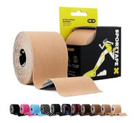 SPORTTAPE Kinesiology Tape, 5cm x 5m, Beige - Water Resistant & Hypoallergenic Kinetic Physio Tape for Muscle Injury Recovery, Sports Strapping, Knee Pain, Joint Support & Blisters - Single Uncut Roll
