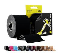 SPORTTAPE Kinesiology Tape - 5cm x 5m Roll - Black | Physio & Sports Injury Muscle Tape for Knee, Shoulder, Ankle, Plantar, Joint & Body Support | Kinetic, Flexible, Waterproof & Hypoallergenic