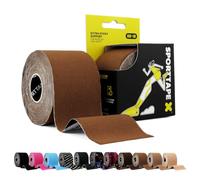 SPORTTAPE Kinesiology Tape - 5cm x 5m Roll - Mid Brown | Kinetic Sports Tape, Waterproof & Hypoallergenic Skin Tones | Physio & Muscle Injury Support for Shoulder, Knee, Shin, Ankle, Joint & Body