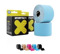 SPORTTAPE Original Kinesiology Tape 5cm x 5m, Blue, 2 Rolls - Hypoallergenic, Waterproof Physio Tape for Muscle Injury Relief, Recovery, Support, Uncut Athletic Roll for Shoulder, Back & Joints