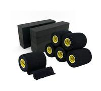 SPORTTAPE Rugby Lifting Bundle - 6 Rolls 7.5cm x 4.5m Tearable EAB Tape + 8 Reusable Foam Lifting Blocks, Black | Rugby Strapping, Lifter Grip, Lineouts, Knee, Elbow & Wrist