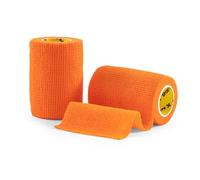 SPORTTAPE Self-Adhesive Cohesive Bandage, 2 Rolls - 7.5cm x 4.5m, Orange