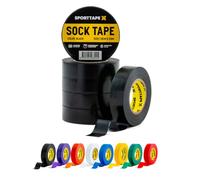 SPORTTAPE Sock Tape - 6 Rolls, Black - 1.9cm x 20m, PVC Insulating Tape | Football, Soccer & Rugby - Holds up Football Socks, Shin Pads & Shin Guards | Secures Lifting Blocks, Boots & Ear Taping