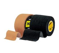 SPORTTAPE Taping & Strapping Bundle - 5cm Black Tearable EAB Elastic Adhesive Bandage Plus 3.8cm Tan Zinc Oxide Rigid Strapping Tape for Secure Joint Support, Sports, Physio & Rugby Use
