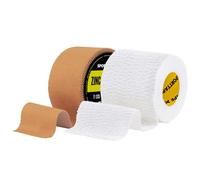 SPORTTAPE Taping & Strapping Bundle - White 5cm Tearable EAB Elastic Adhesive Bandage Plus 3.8cm Tan Zinc Oxide Rigid Strapping Tape for Secure Joint Support, Sports, Physio & Rugby Use