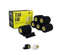 SPORTTAPE Tear EAB Tape, 6 Rolls - 7.5cm x 4.5m - Black - Rugby Strapping