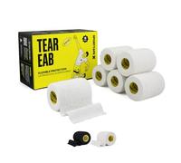 SPORTTAPE Tear EAB Tape, 6 Rolls - 7.5cm x 4.5m - White - Rugby Strapping