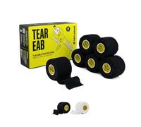 SPORTTAPE Tearable Elastic Adhesive Bandage, 6 Rolls - 5cm x 4.5m - Black | Strong-Grip EAB, Breathable Sports Tape for Rugby Lifting, Joint Support, Compression, Wrist, Ankle & Hook Grip Thumb Taping