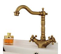 SportTent Waterfall Sink Mixer Tap Spout Tall Bathroom Kitchen Countertop Faucet Taps Antique Brass Finish Retro (E)