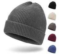sportvibe Knit Cuffed Beanie Hat for Women and Men, Comfortable Breathable Soft Beanie, Warm Winter Beanie Hats, Gifts for Women Men Mom Dad, Grey