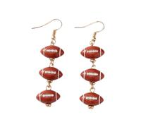 Sporty and Cute Dangle Earrings with Three Hanging Footballs, Brown and White High School College and Pro Football Friday Night Lights Game Day Fun Earrings