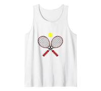 Sporty Crossed Tennis Racquets with Tennis Ball Tank Top