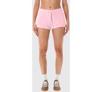 SPORTY & RICH Pink Cotton Shorts with Drawstring Waist and Rhinestone Logo - Size: M - female