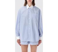 SPORTY & RICH Striped Cotton Shirt with Relaxed Fit and French Collar - Size: XS - female