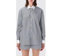 SPORTY & RICH Striped Cotton Shirt with Relaxed Fit and French Collar - Size: XS - female