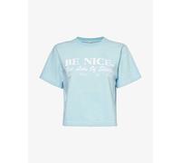 Sporty & Rich Womens Baby Blue Be Nice Text-print Cotton-jersey T-shirt Xl