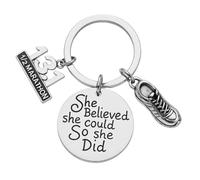 Sportybella 13.1 Keychain, Half Marathon Runner She Believed She Could So She Did Charm Keychain, Running Jewelry, 1/2 Marathon Gift for Girls and Women, Gift for Runners, Half Marathon, 2.30 inches